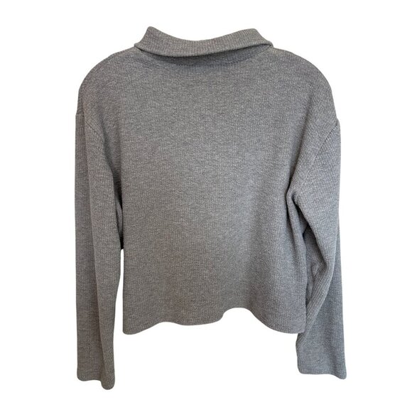 Levis Womens Gray Ribbed Button-Up Cardigan Sweater With Folded Collar Size L - Picture 6 of 7